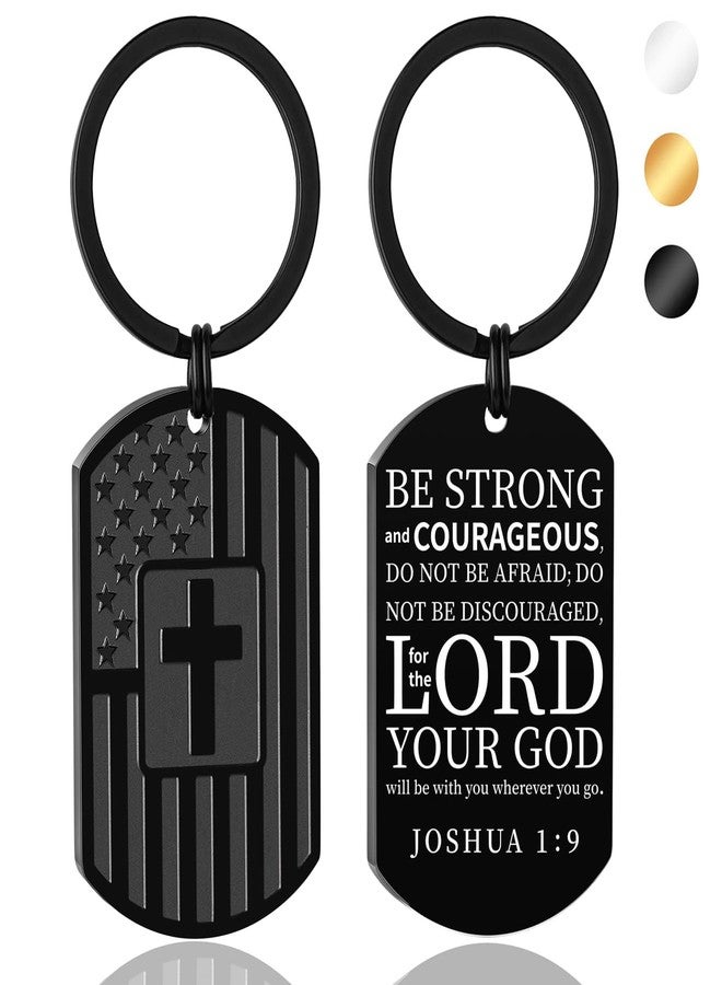 DuoDiner Keychains Gifts for Men Dad Son Brother Boyfriend Husband Grandpa Grandson,Mens Keychain Christmas Gifts (Joshua 1:9, Black) - Image 1